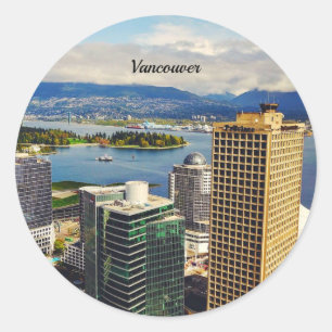 Panorama von Vancouver, BC Runder Aufkleber