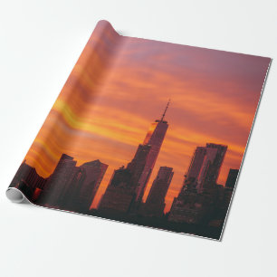 PANORAMAAUFNAHME DES SONNENUNTERGANGS IN DER STADT GESCHENKPAPIER