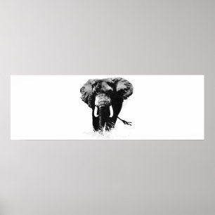 Panoramaausdruck für die B&W Elephant Posters Poster