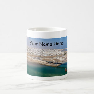 Panoramaaussicht auf den Hafen von Sur - Oman Kaffeetasse