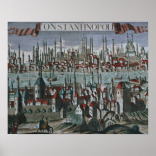 Panoramaaussicht auf Konstantinopel, Ende des 18.  Poster