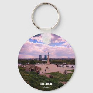 Panoramablick auf Belgrad von Kalemegdan Schlüsselanhänger