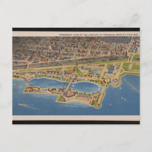 Panoramablick auf Chicago Illinois Weltmesse 1933 Postkarte