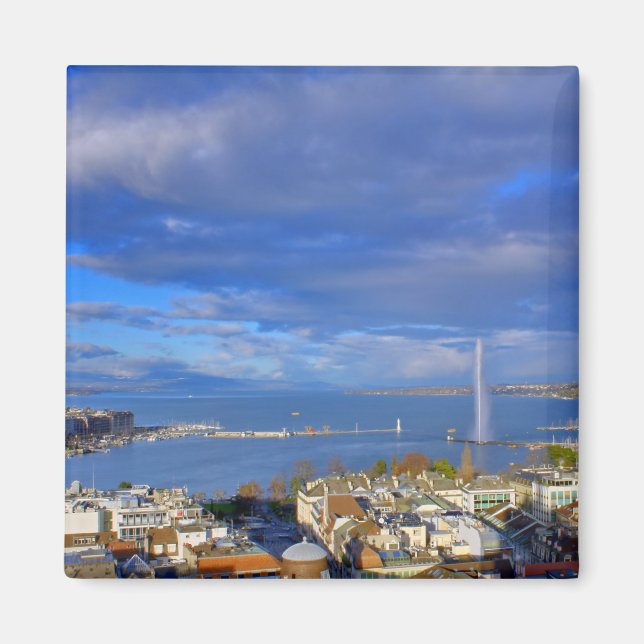 Panoramablick auf den Wasserstrahl von Genf Magnet (Vorne)