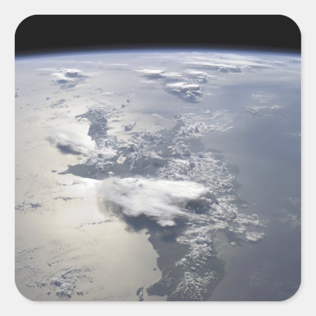 Panoramablick auf die Insel Hispaniola Quadratischer Aufkleber (Vorderseite)