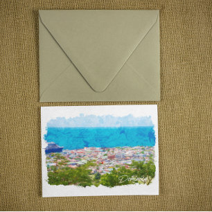 Panoramablick auf die karibische Insel Dominica im Postkarte