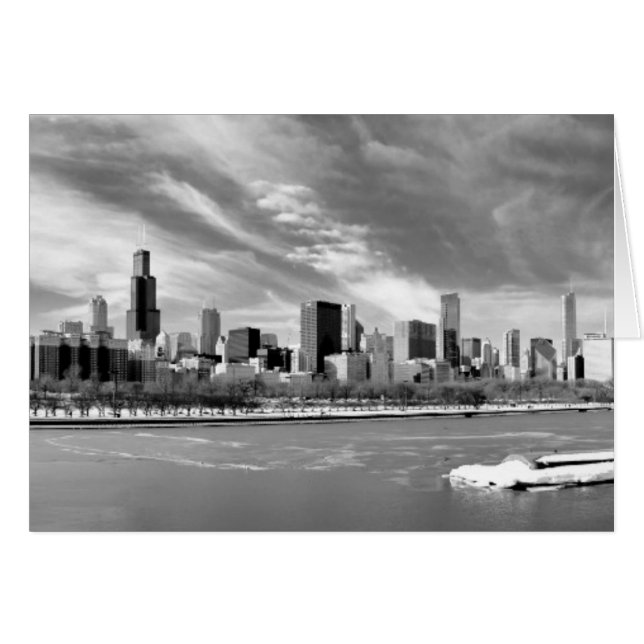 Panoramablick auf die Skyline von Chicago im Winte (Vorderseite (Horizontal))