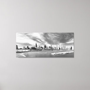 Panoramablick auf die Skyline von Chicago im Winte Leinwanddruck