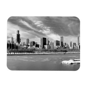 Panoramablick auf die Skyline von Chicago im Winte Magnet