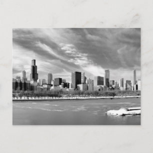 Panoramablick auf die Skyline von Chicago im Winte Postkarte