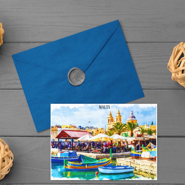 Panoramablick auf Malta Postkarte (malta panorama view harbour)