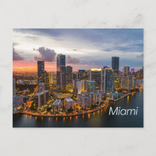 Panoramablick auf Miami, Florida Downtown bei Nach Postkarte