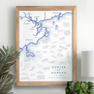 Panoramablick auf Nahant modernes Gästebuchposter Poster