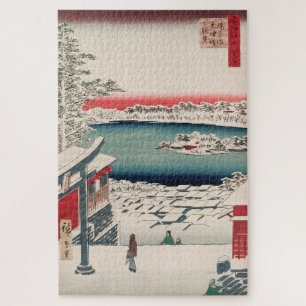 Panoramablick auf Schnee Vintage-Ukiyo-e-Japanisch Puzzle