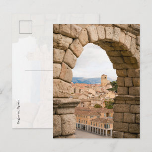 Panoramablick auf Segovia durch den römischen Aquä Postkarte