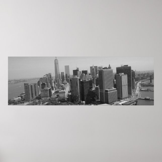 Panoramablick Schwarz-weiß New York Skyline Poster (Vorne)