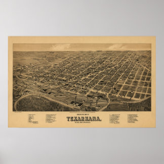 Panoramablick Vogelaussicht Texarkana, TX AR Poster