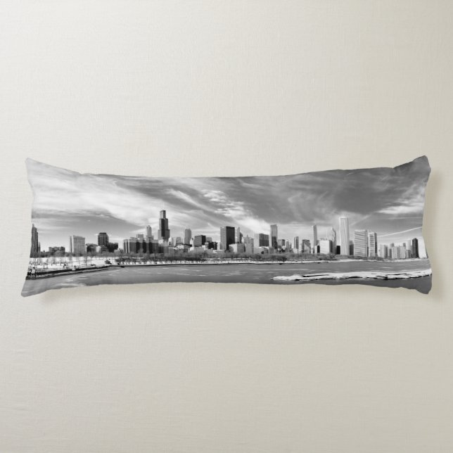 Panoramablick von Chicago-Skylinen im Winter Seitenschläferkissen (Vorderseite)