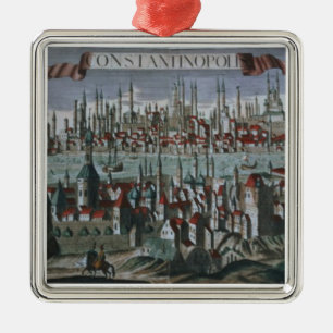 Panoramablick von Konstantinopele, spät 18. centu Silbernes Ornament