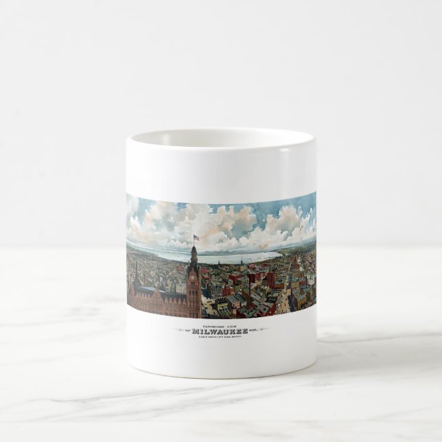Panoramablick von Milwaukee Wisconsin Tasse (Mittel)