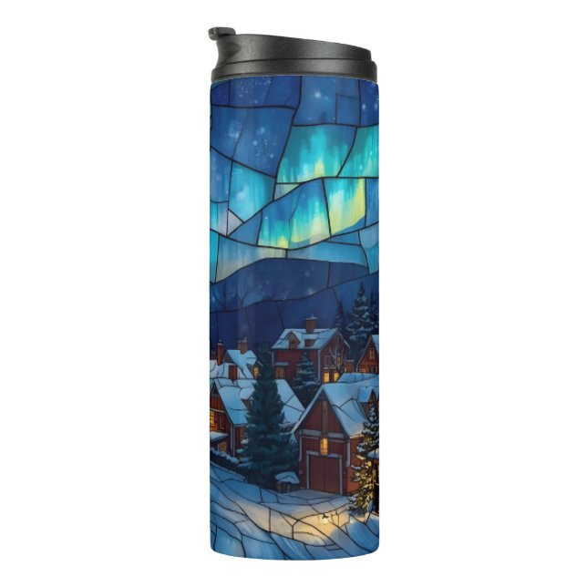 Panoramabuntglas Winterdorf Thermosbecher (Nach rechts gedreht)