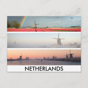 Panoramakollage Postkarte mit Windmühlen, Holland