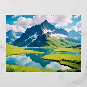 Panoramalandschaft Berge Bergsee Ruhe Folien Feiertagspostkarte