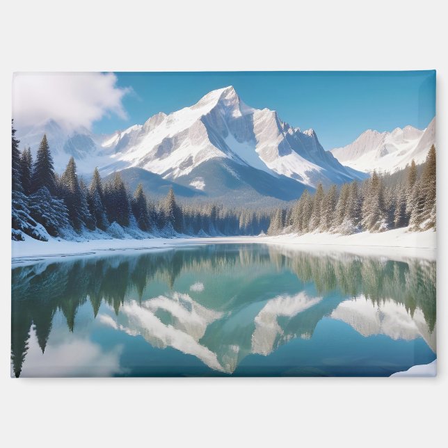 Panoramalandschaft Berge Bergsee Ruhe Magnet (Vorderseite)