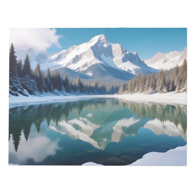 Panoramalandschaft Berge Bergsee Ruhe Notizblock (Vorderseite)