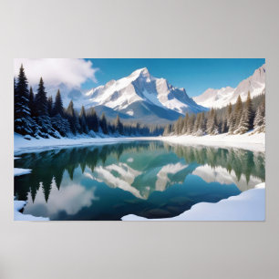 Panoramalandschaft Berge Bergsee Ruhe Poster