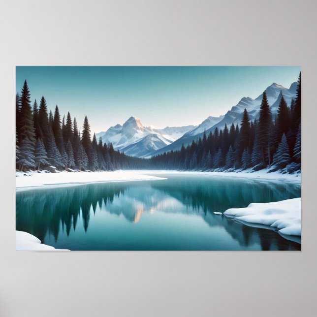Panoramalandschaft Berge Bergsee Ruhe Poster (Vorne)