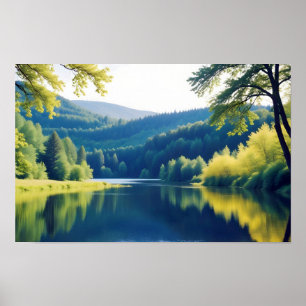 Panoramalandschaft Wald Landschaft Natur Ruhe Poster