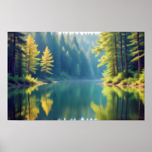 Panoramalandschaft Wald Landschaft Natur Ruhe Poster