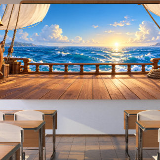 Panoramales Segelschiffdeck - Ozean-Abenteuer-Foto Banner