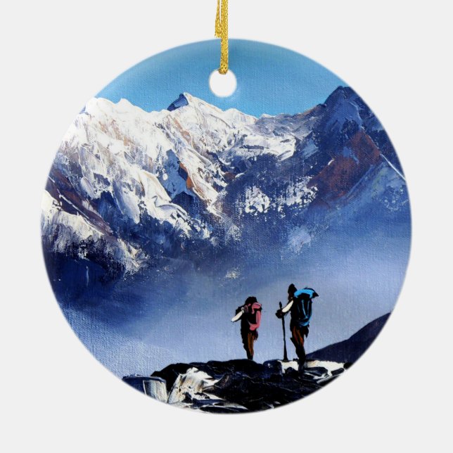 Panoramasicht auf den Ama Dablam Gipfel Everest Mo Keramik Ornament (Hinten)