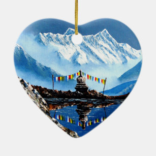 Panoramasicht auf den Berg Nepal von Annapurna Keramik Ornament
