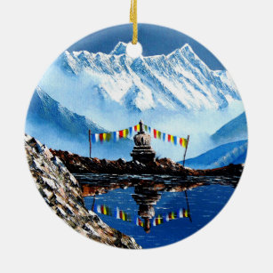 Panoramasicht auf den Berg Nepal von Annapurna Keramik Ornament