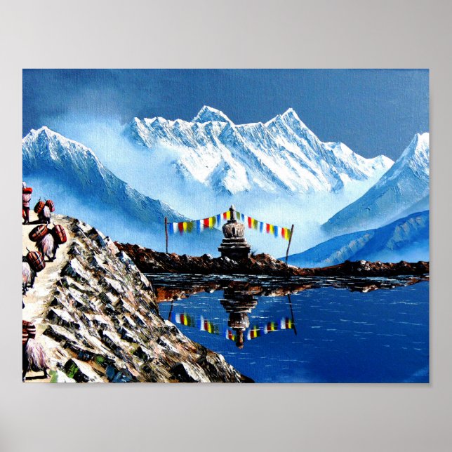 Panoramasicht auf den Berg Nepal von Annapurna Poster (Vorne)