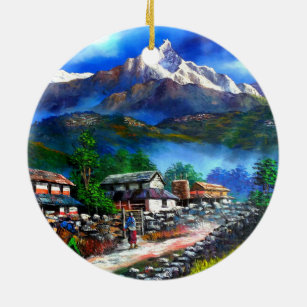 Panoramasicht auf den Everest Mountain Nepal Keramikornament