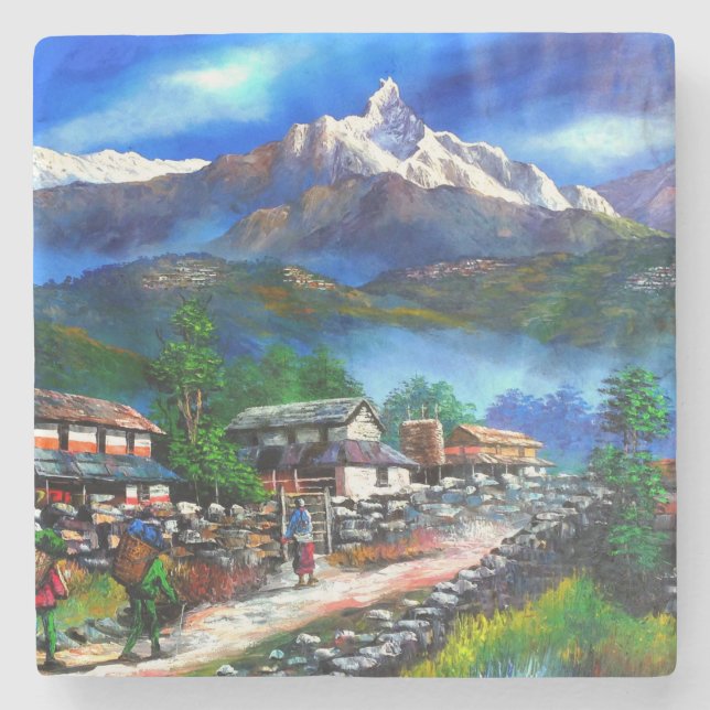 Panoramasicht auf den Everest Mountain Nepal Steinuntersetzer (Vorderseite)