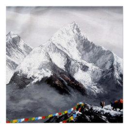 Panoramasicht auf den Everest Mountain Poster