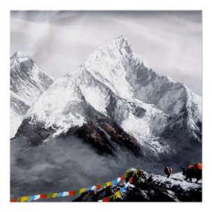 Panoramasicht auf den Everest Mountain Poster