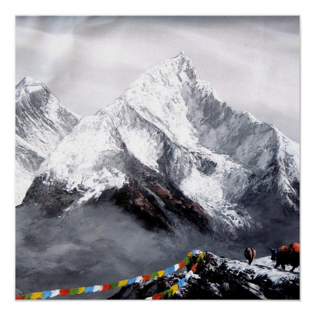 Panoramasicht auf den Everest Mountain Poster (Vorderseite)