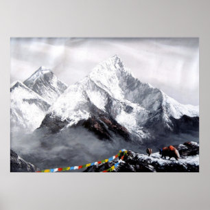 Panoramasicht auf den Everest Mountain Poster