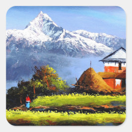Panoramasicht auf den schönen Everest Mountain Quadratischer Aufkleber
