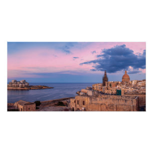 Panoramasicht auf den Sonnenuntergang über Vallett Poster