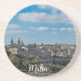 Panoramasicht auf die Altstadt von Valletta in Mal Getränkeuntersetzer