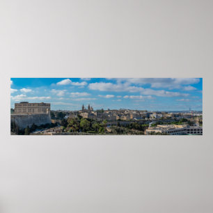 Panoramasicht auf die Altstadt von Valletta in Mal Poster