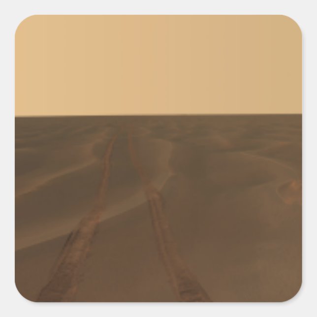 Panoramasicht auf die Ebenen von Meridiani Quadratischer Aufkleber (Vorderseite)