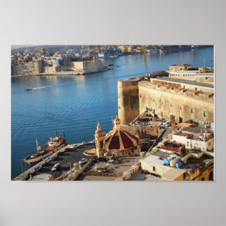 Panoramasicht auf die Skyline von Valletta, Malta Poster